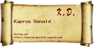 Kapros Donald névjegykártya